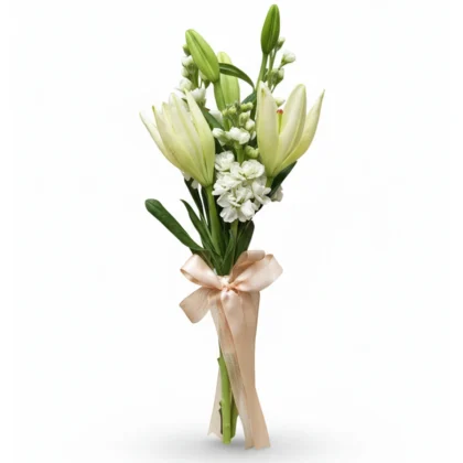 Beyaz Cazablanca Gelin Buketi